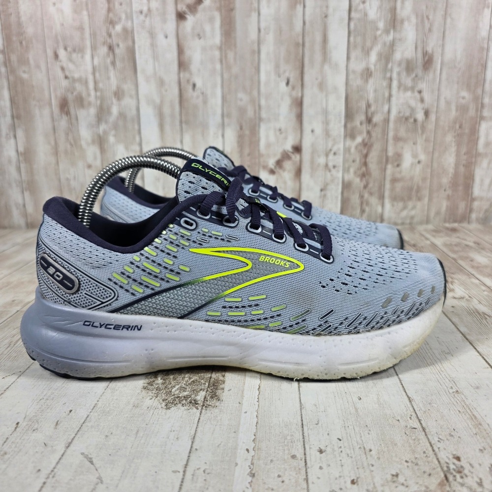Brooks Glycerin 20 Womens Running Shoes Grey Navy Lime 1203691B416 Size 9.5 B